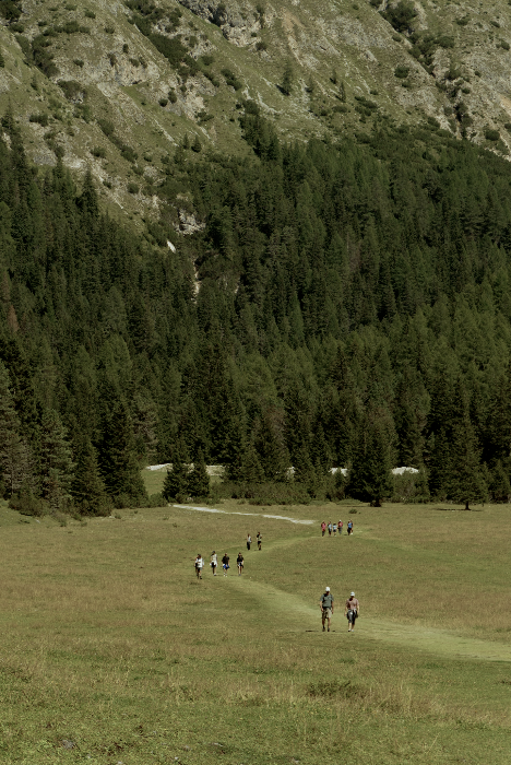 Sentiero di montagna percorso a piedi dopo il lavoro